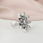 Shimmering Petal Silver Ring