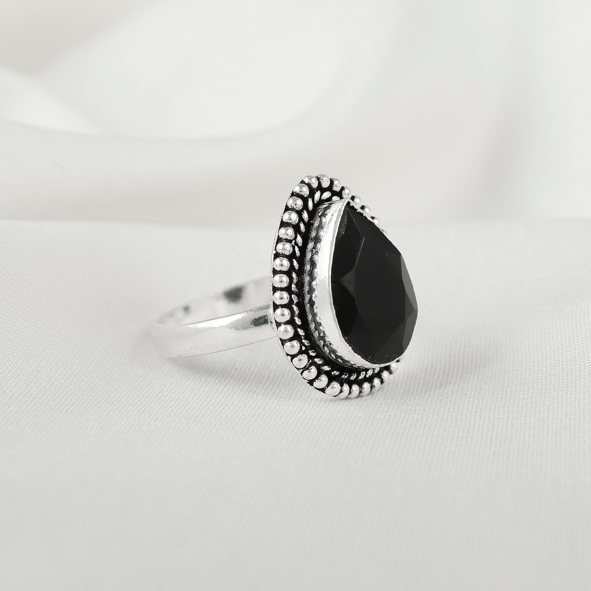 Cut Stone Silver Ring