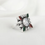 Cubic Zirconia Multicolor Stone Silver Ring