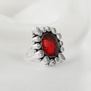 Bold Carving Stone Silver Ring