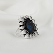 Bold Carving Stone Silver Ring