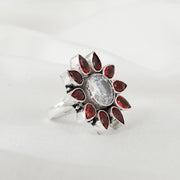 Flower Cut Stone Sliver Ring