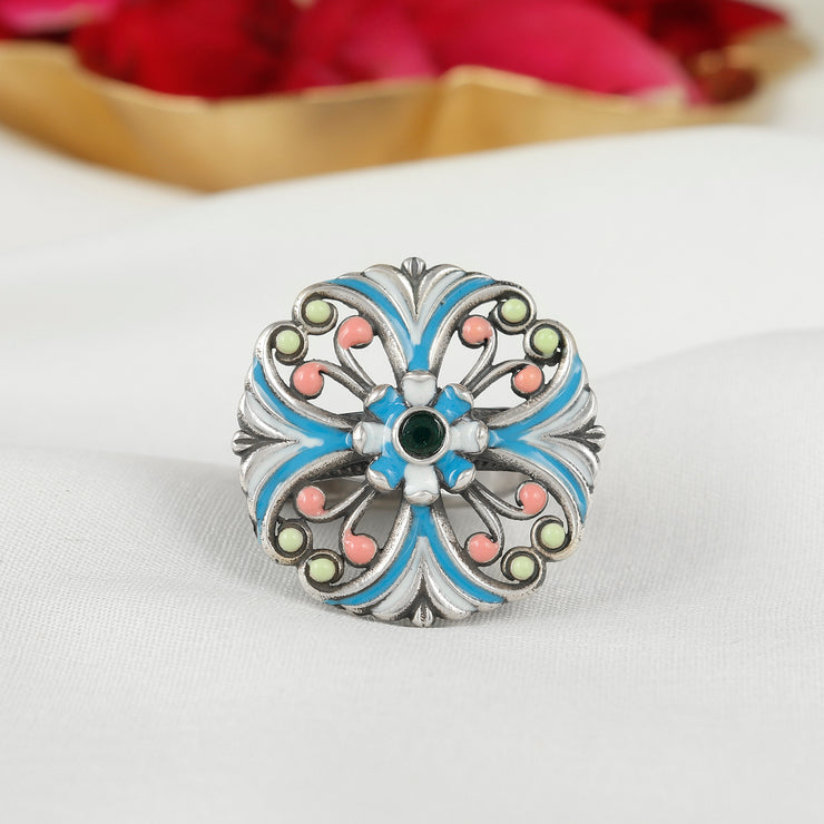 Floret Opulence Silver Adjustable Ring