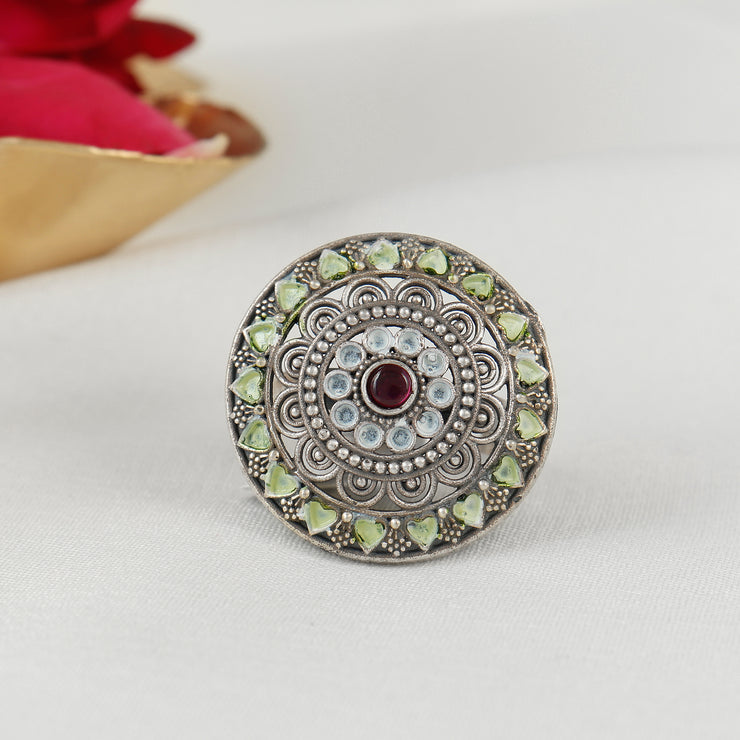 Multicolor Loop Sterling Silver Ring