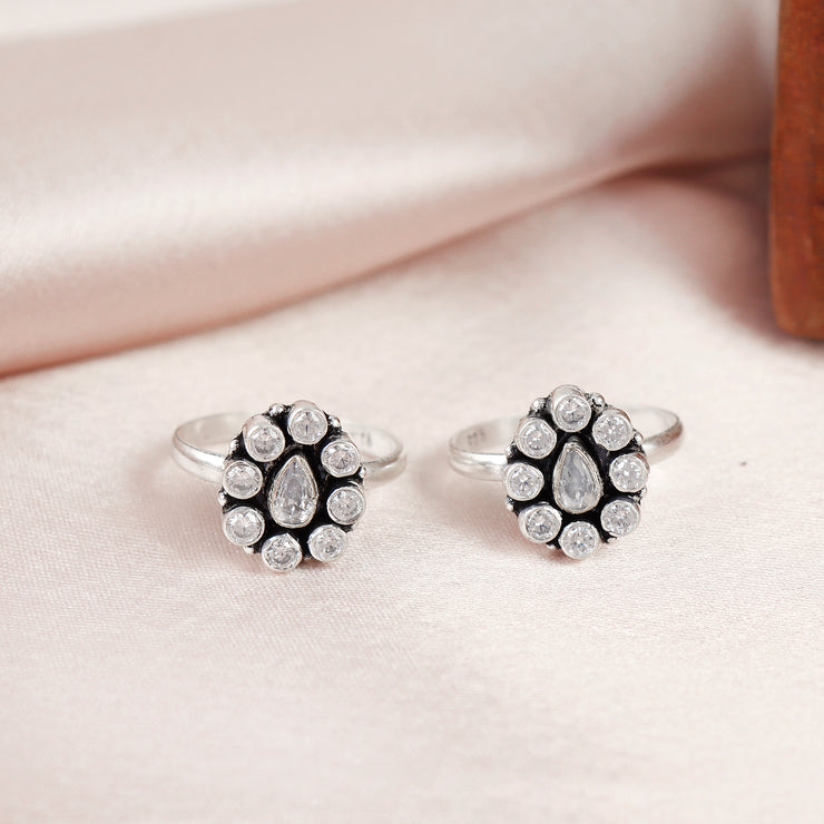 Petal Flower Silver Toe Ring