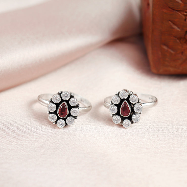 Petal Flower Silver Toe Ring