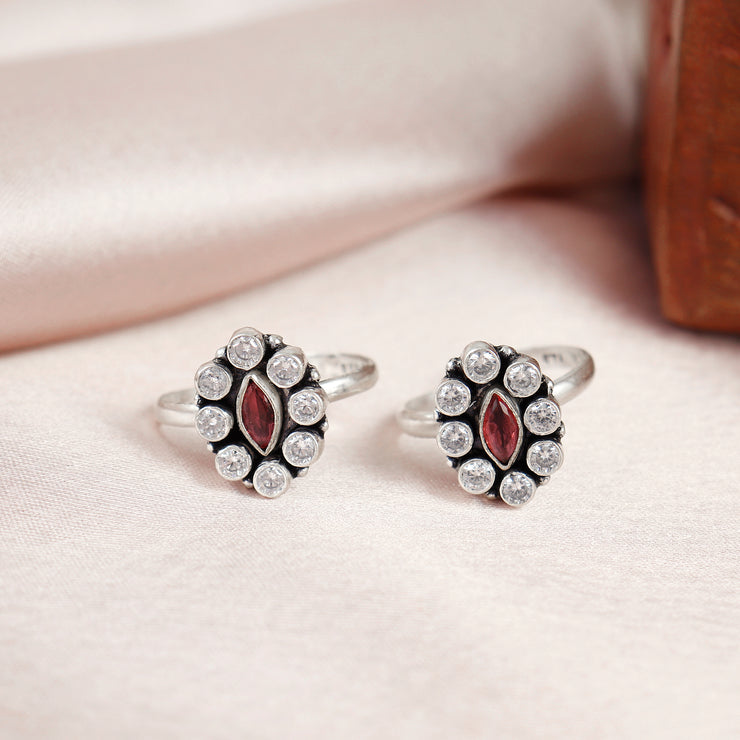 Marquise Flower Silver Toe Ring