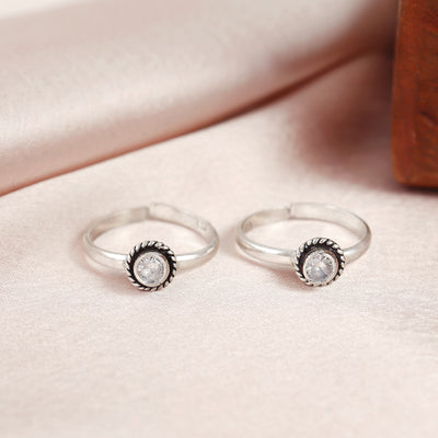 Rava Cubic Zircona Silver Toe Ring