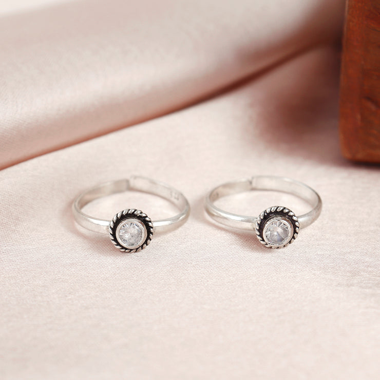 Rava Cubic Zircona Silver Toe Ring