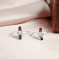 Versatile Three Tone Stone Silver Toe Ring