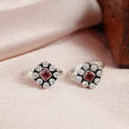 Jadau Flower Silver Toe Ring