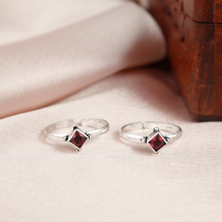 Fine Rava Jadau Silver Toe Ring