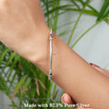 Oval Shape Gemstone Silver Bangle