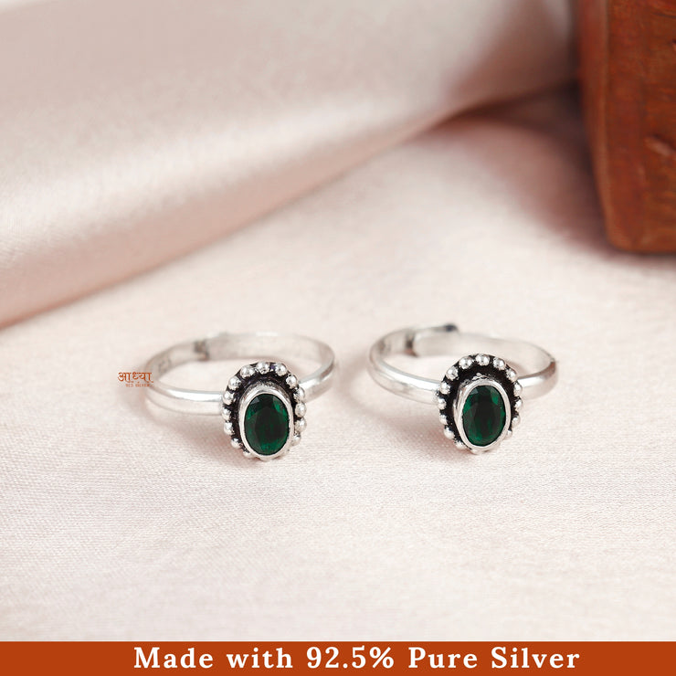 Oval Shape Rava Silver Toe Ring