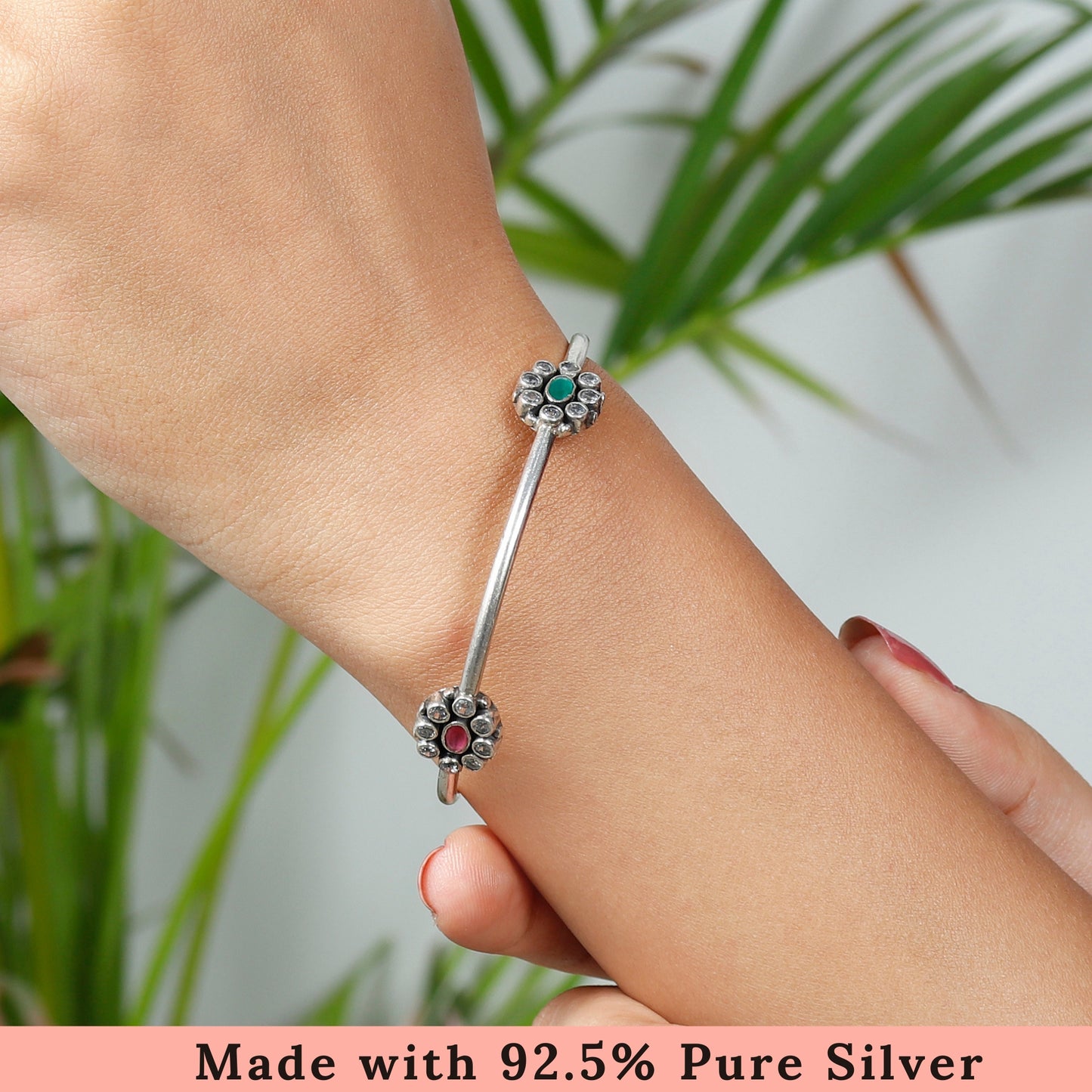Blooming Flower Silver Bangle