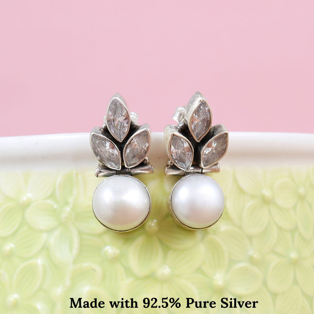 Pearl Leaf Elegance Earrings