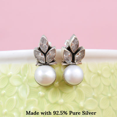 Pearl Leaf Elegance Earrings
