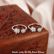 Shinning Flowers Silver Toe Ring