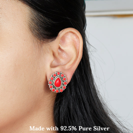 Silver Lining  Coral Drops  Earring