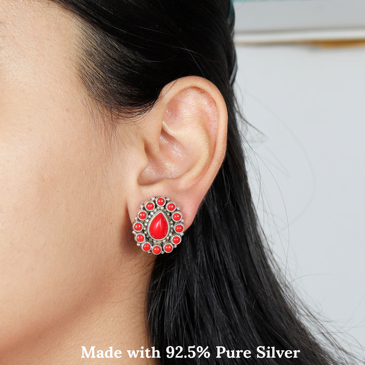 Silver Lining  Coral Drops  Earring