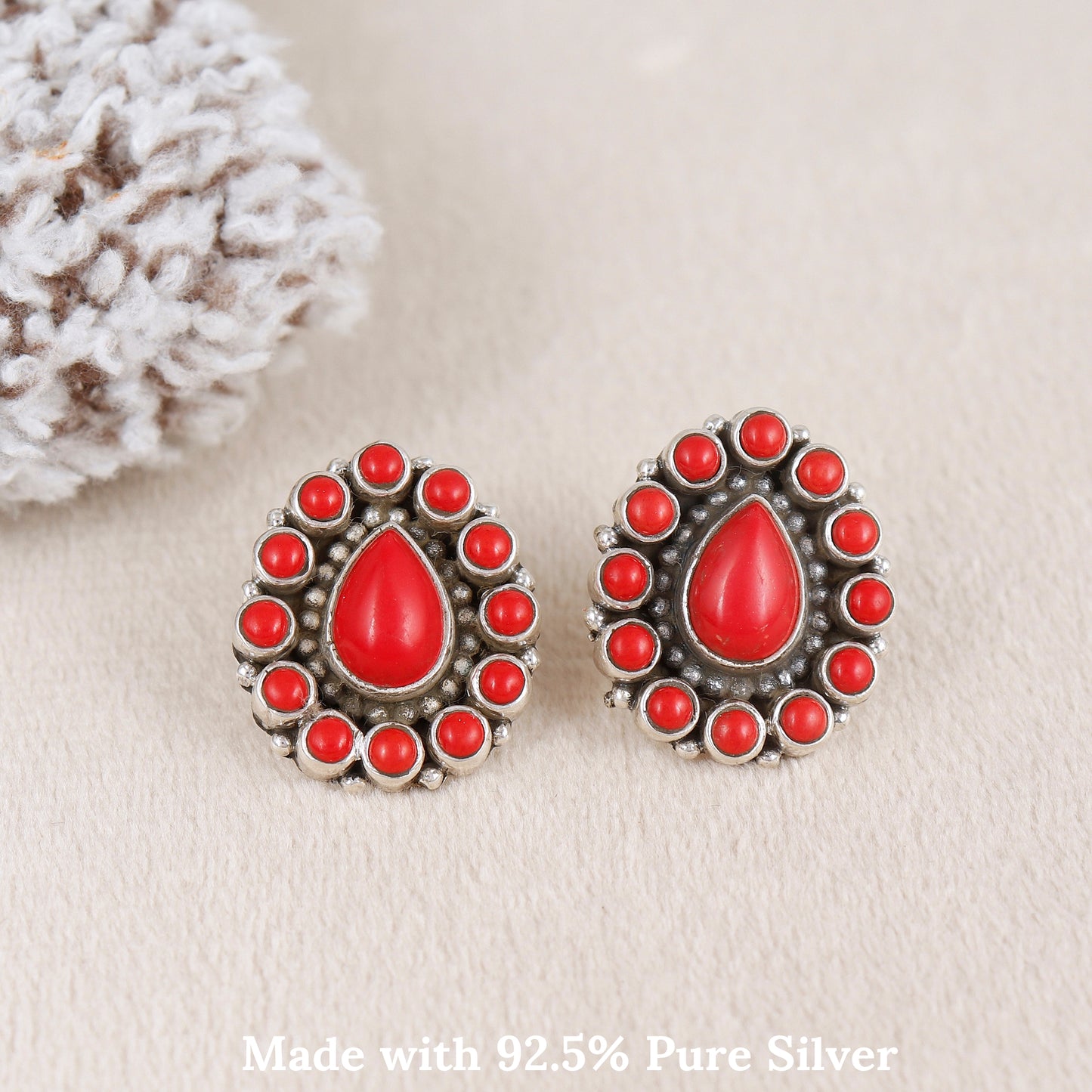 Silver Lining  Coral Drops  Earring