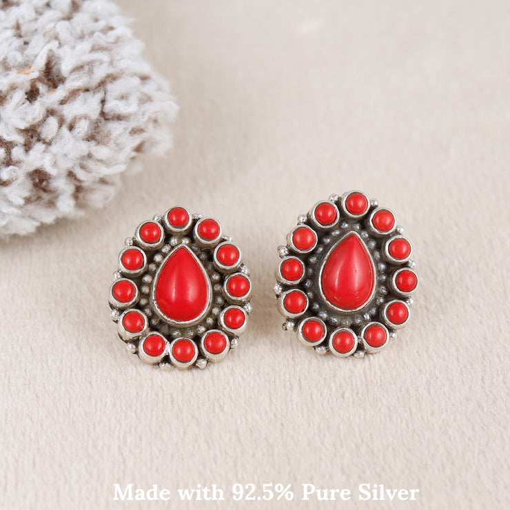 Silver Lining  Coral Drops  Earring
