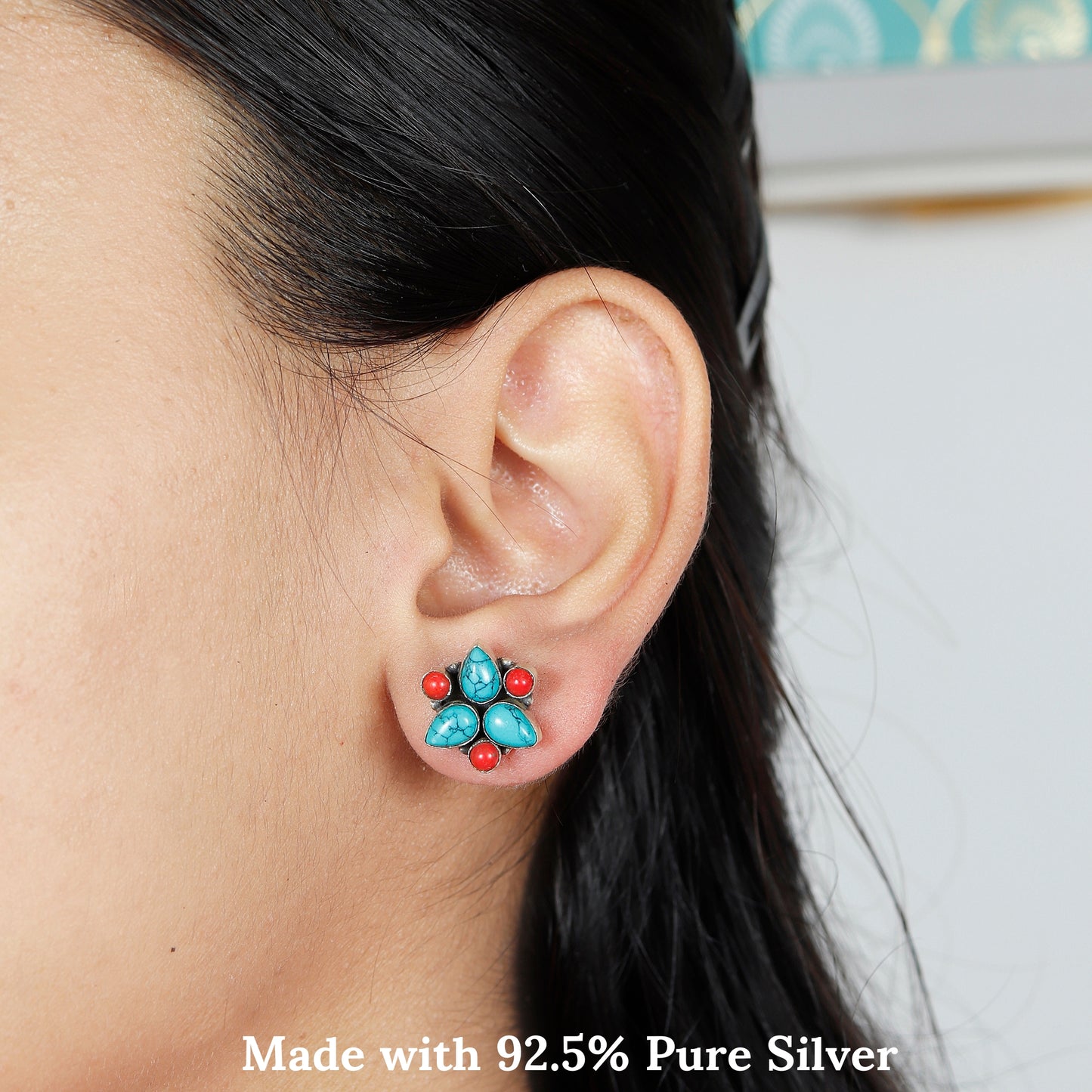 Turquise Coral Petal Stud Earring