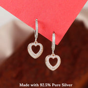 Silver Heart Shape Hoop Earrings For Women