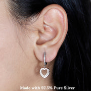 Silver Heart Shape Hoop Earrings For Women