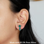 Round Emerald Stud Silver Earring