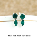 Round Emerald Stud Silver Earring