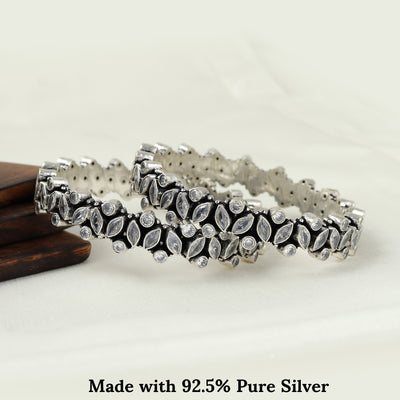 Silver Shimmering Marquise Bangle