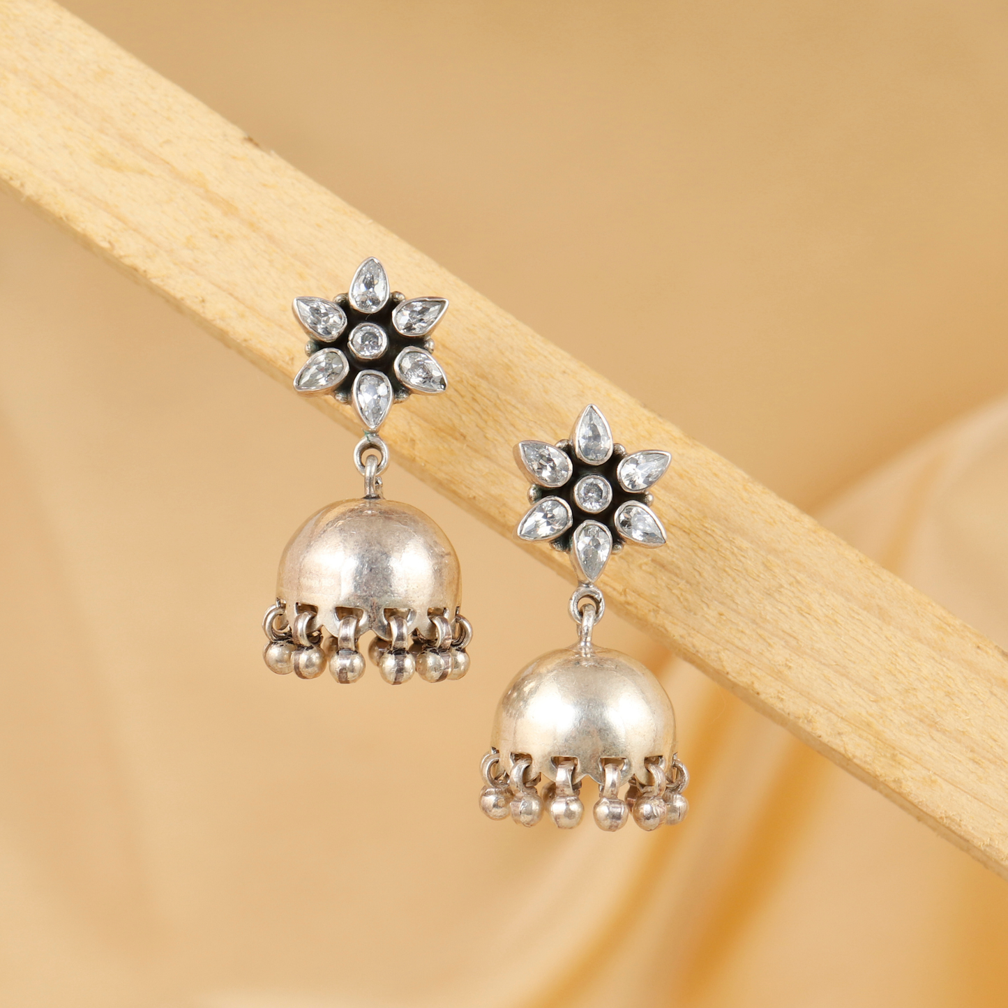 Noorani Drop Oxidized Silver Jhumkas
