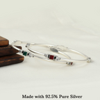 Vibrant Sqaure Gemstone Silver Bangle