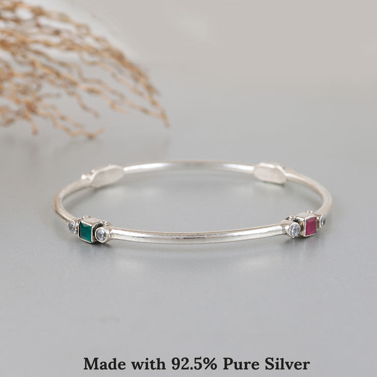 Vibrant Sqaure Gemstone Bangle