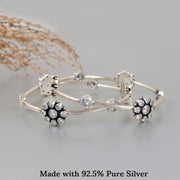 White Flower Cubic Zirconia Bangle