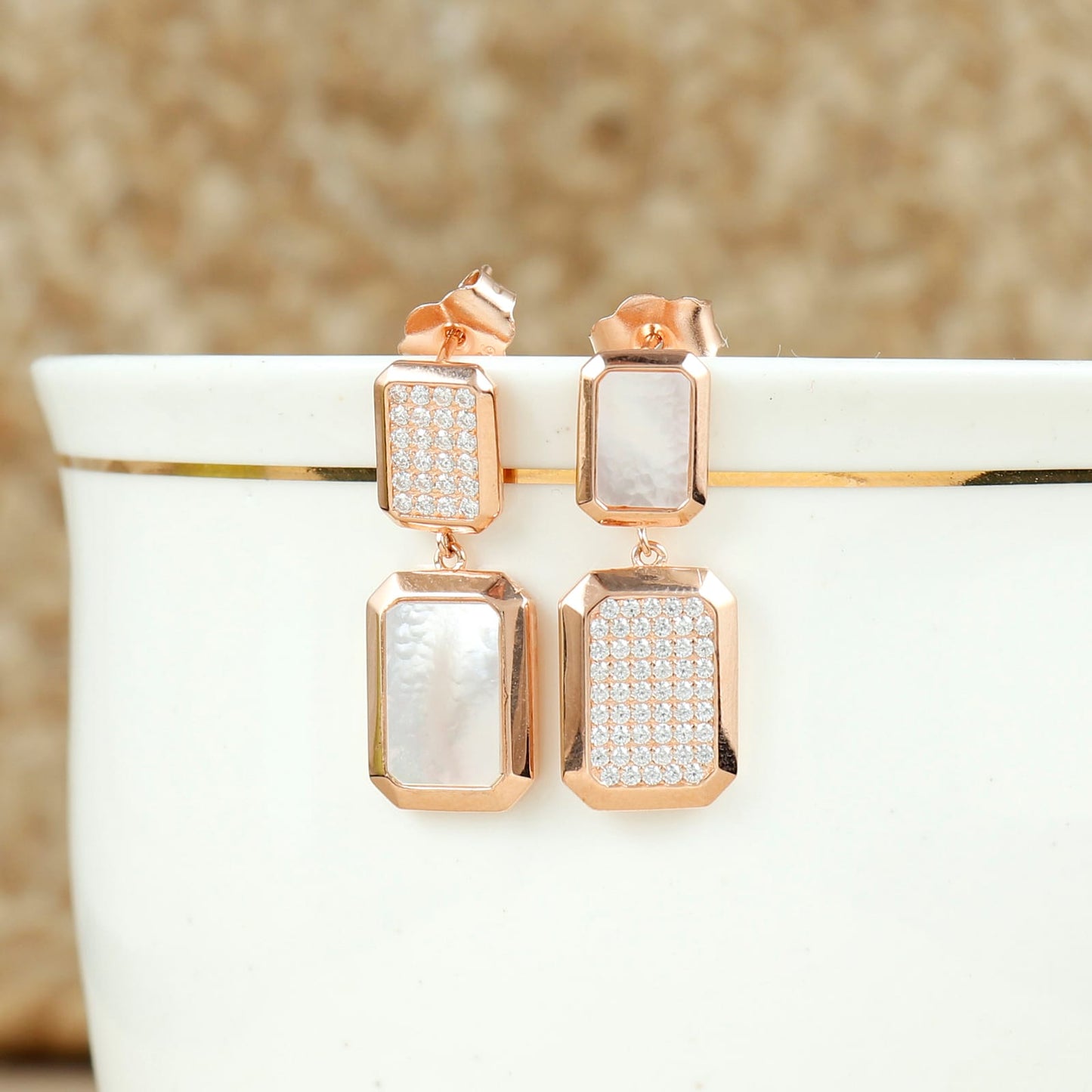 Rose Gold Silver Elegant Earring for Her