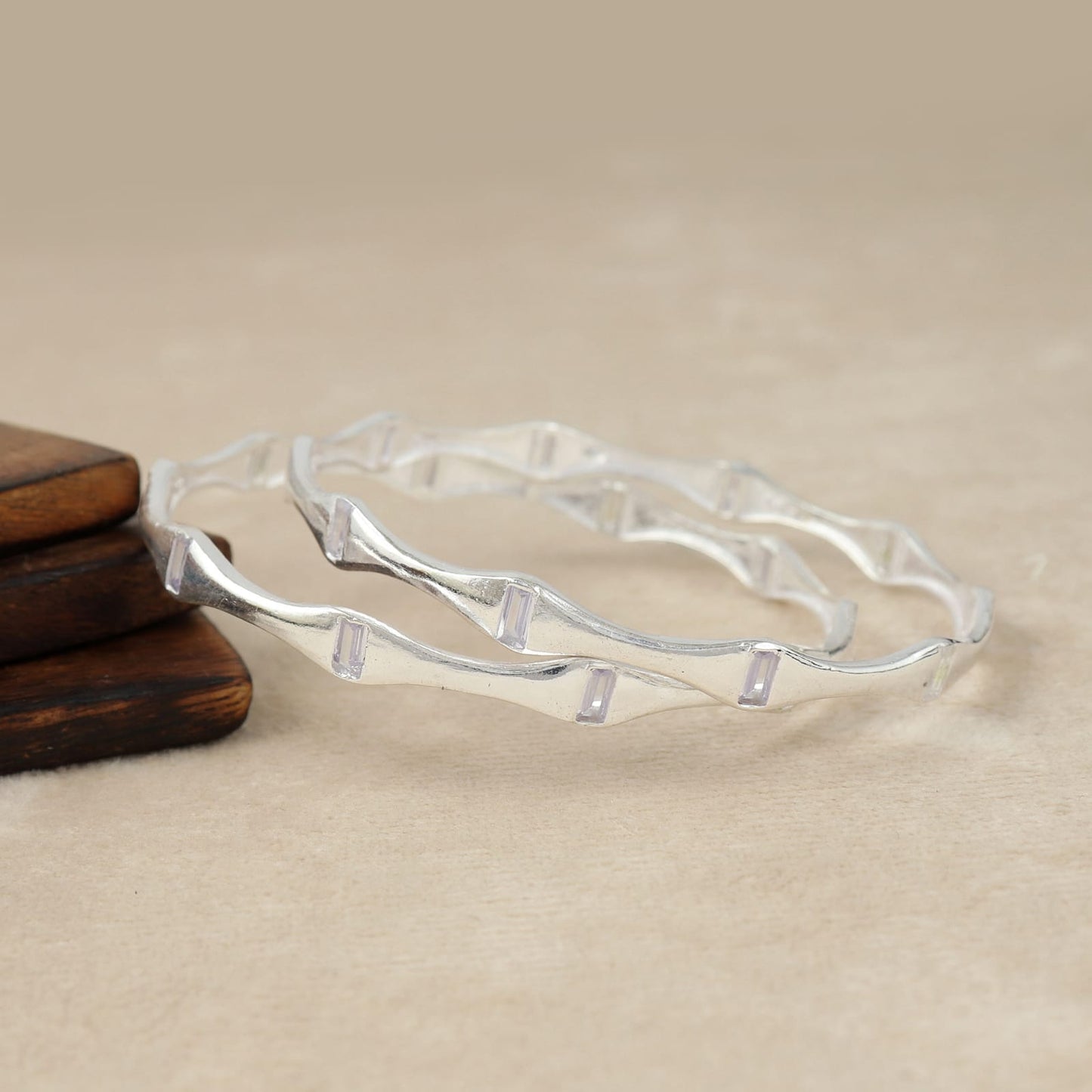 Silver Aurora Gem Bangle For Women