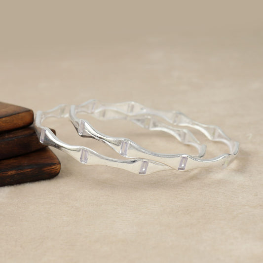 Silver Aurora Gem Bangle For Women
