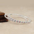 Multicolor Stone Silver Bangle