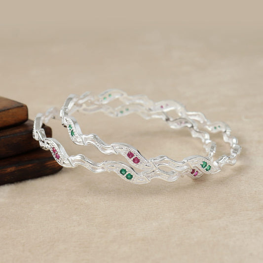 Silver Aurora Gem Bangle