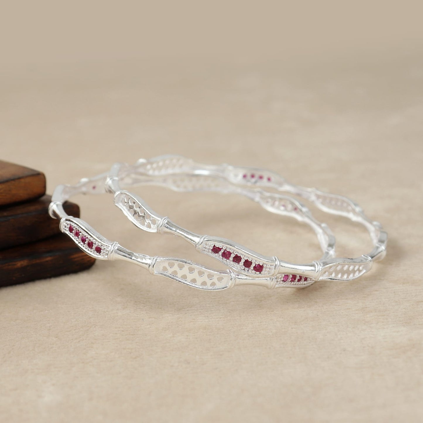 Pure Ruby Spark Silver Bangle