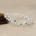 Floret Emerald Essence Silver Bangle