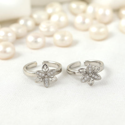 Bling Petal Silver Toe Ring