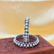 Nazaqat Multicolor Pearl Silver Bangle For Women