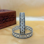 Saaj Leaf Cross Silver Bangle