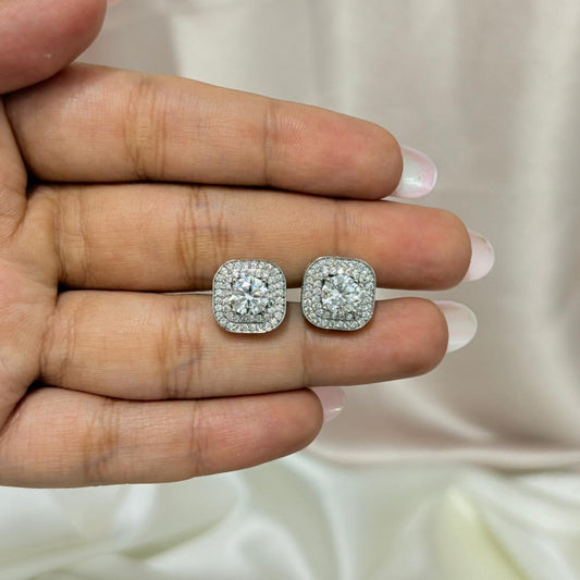 CZ Silver Solitaire Earrings