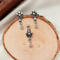 Emerald and Ruby Glimmering Silver Pendant Set