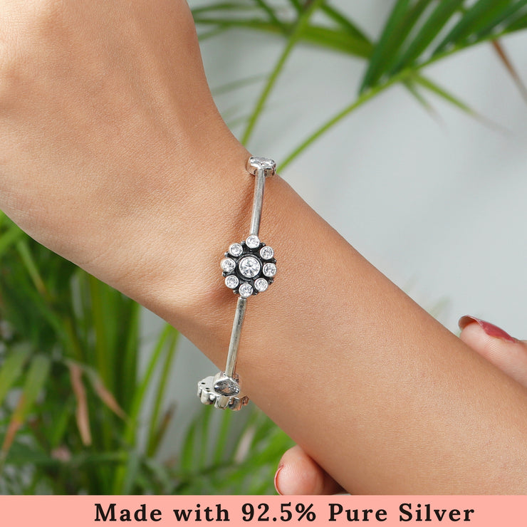 White Flower Cubic Zirconia Bangle