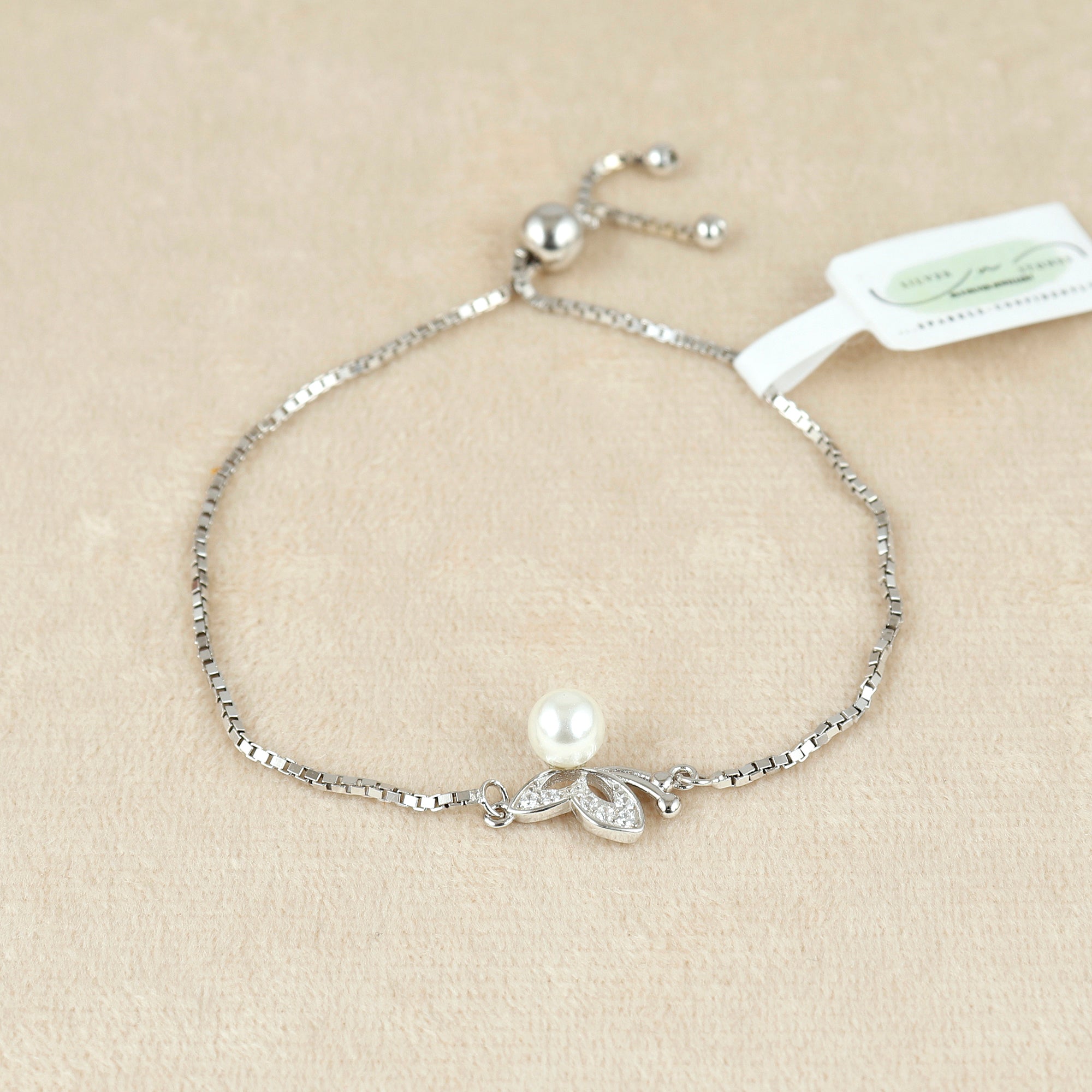 Silver Pearl Butterfly Bracelet